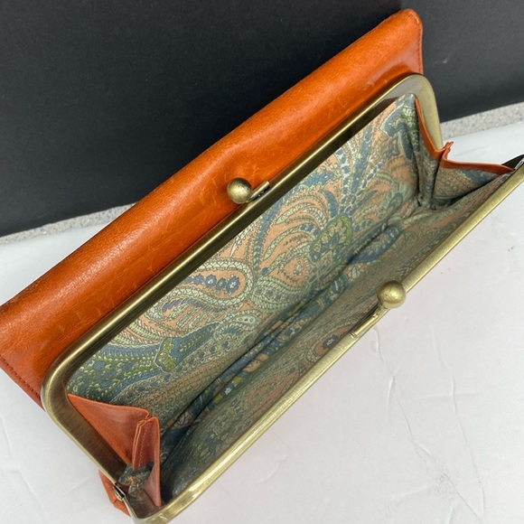 HOBO Orange Leather Trifold Wallet - Picture 5 of 17